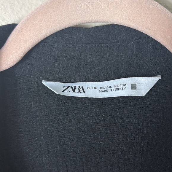 Zara Black Collared V-Neck Long Sleeve Mini Wrap Dress  size XL - Picture 4 of 10